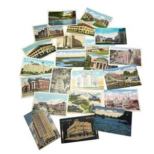 22 VTG Postcard Lot Buildings, Landmarks, Nature, Most Unposted 1940s Ephemera